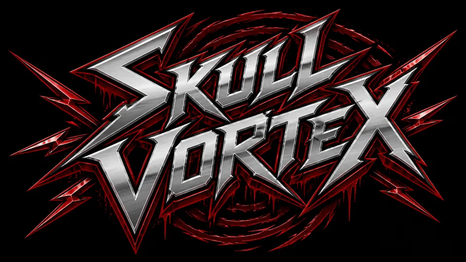 Thrash metal logo with lightning bolt accents